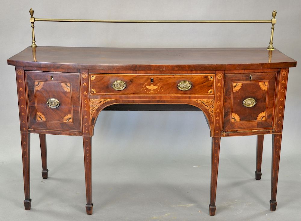 Appraisal: George III mahogany sideboard with brass rail three drawers with