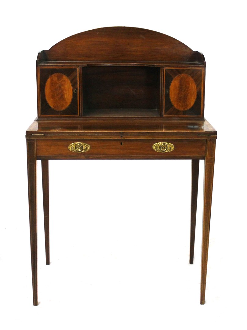 Appraisal: A George III rosewood and satinwood Bonheur du Jour with