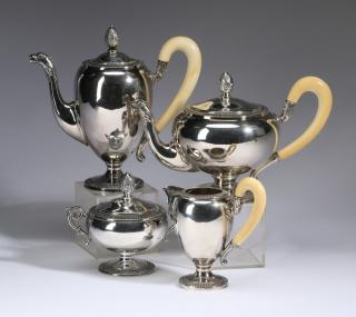 Appraisal: Italian hot beverage service silver Four piece Italian silver hot