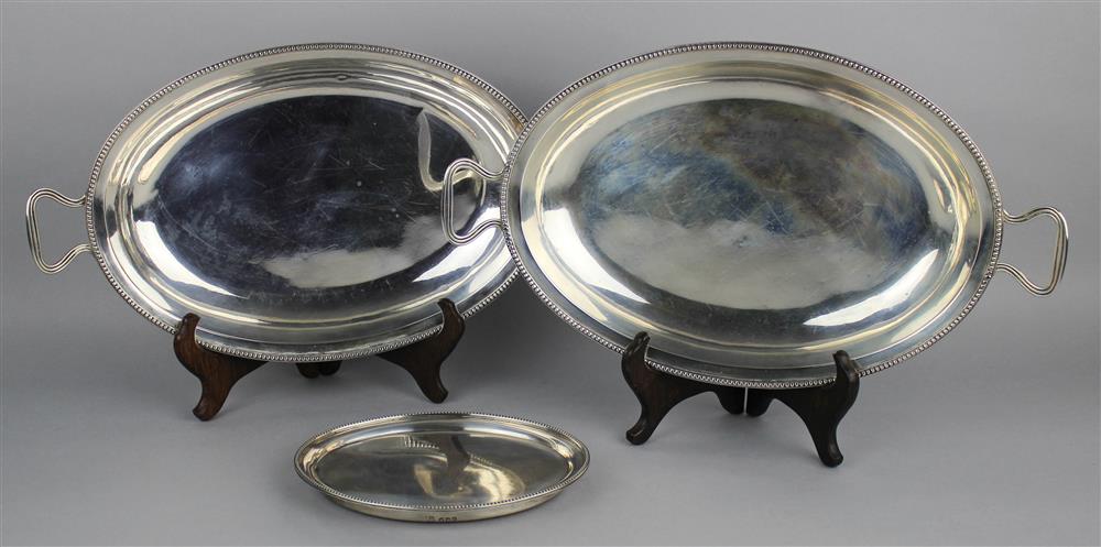 Appraisal: PAIR OF GEORGE III SILVER OVAL SERVING DISHES London maker's