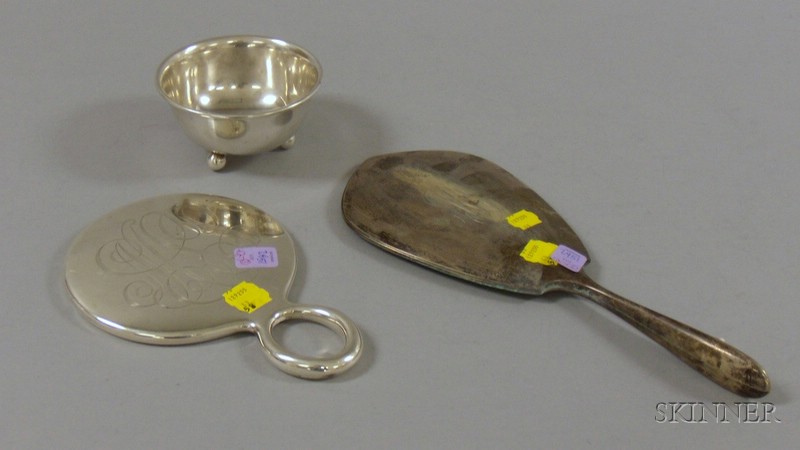 Appraisal: Two Silver-Handled Vanity Mirrors and Manchester Sterling Silver Bowl one