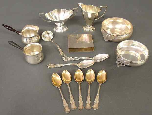 Appraisal: Group of sterling silver tableware to include creamer sugar bowl