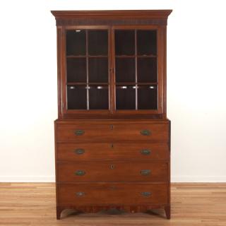 Appraisal: American Federal cherrywood bookcase cabinet American Federal cherrywood bookcase cabinet