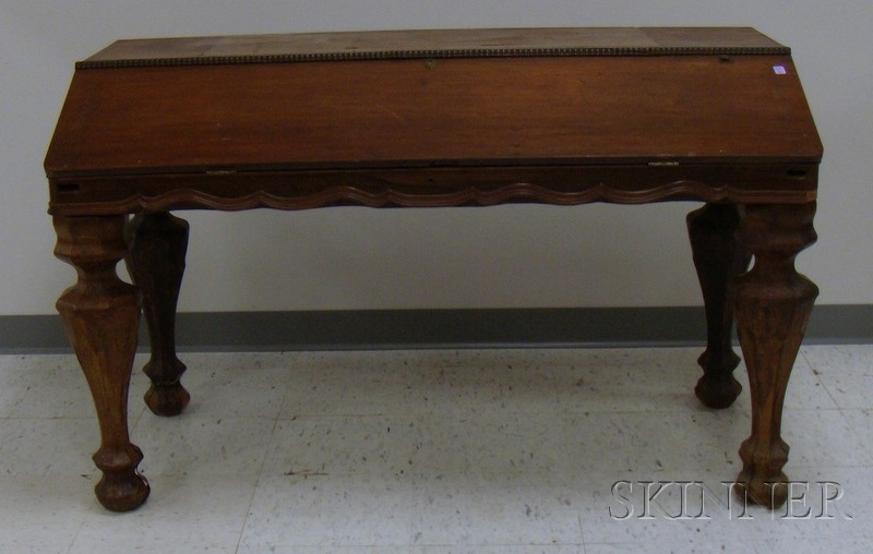 Appraisal: Victorian Rococo Revival Rosewood Veneer and Inlaid Slant-lid Writing Desk