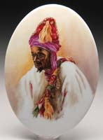 Appraisal: HAND PAINTED PORCELAIN PLAQUE SIGNED E M WELLMAN Oval painting