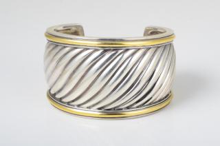 Appraisal: David Yurman Silver Gold Cuff Bracelet David Yurman silver K