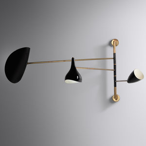 Appraisal: Italian st Century Articulating Three-Arm Wall Lamp enameled metal brass