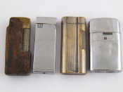 Appraisal: Four cigarette lighters being two Dunhill one in leather case