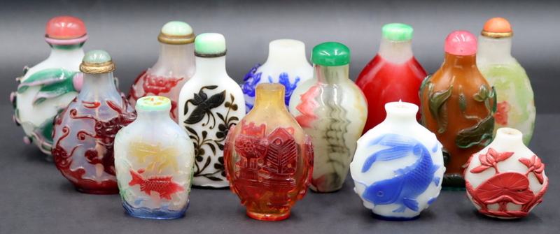 Appraisal: COLLECTION OF CHINESE PEKING GLASS AND MULTI Color Snuff Bottles