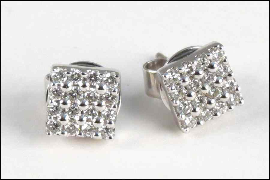 Appraisal: PAIR OF DIAMOND AND KARAT WHITE GOLD EARRINGS round diamonds