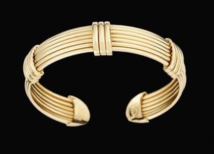 Appraisal: karat yellow gold bangle bracelet contemporary Seven band yellow gold