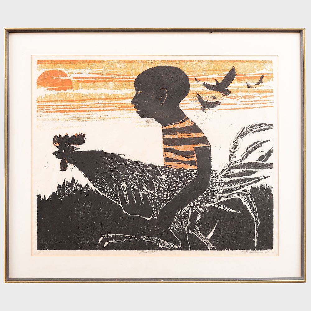 Appraisal: Walter Henry Williams - Fighting Cock No Woodcut in colors