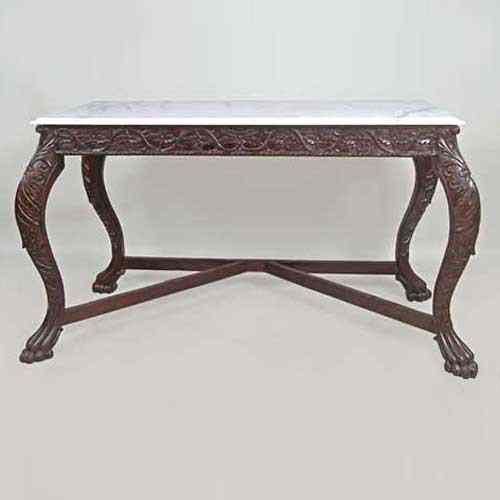 Appraisal: An Indo-Portuguese Marble Top Rosewood Console Table circa having a