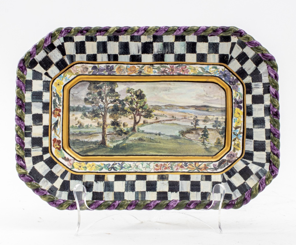 Appraisal: MACKENZIE-CHILDS RECTANGULAR CERAMIC PLATTER Mackenzie-Childrs rectangular ceramic platter featuring a