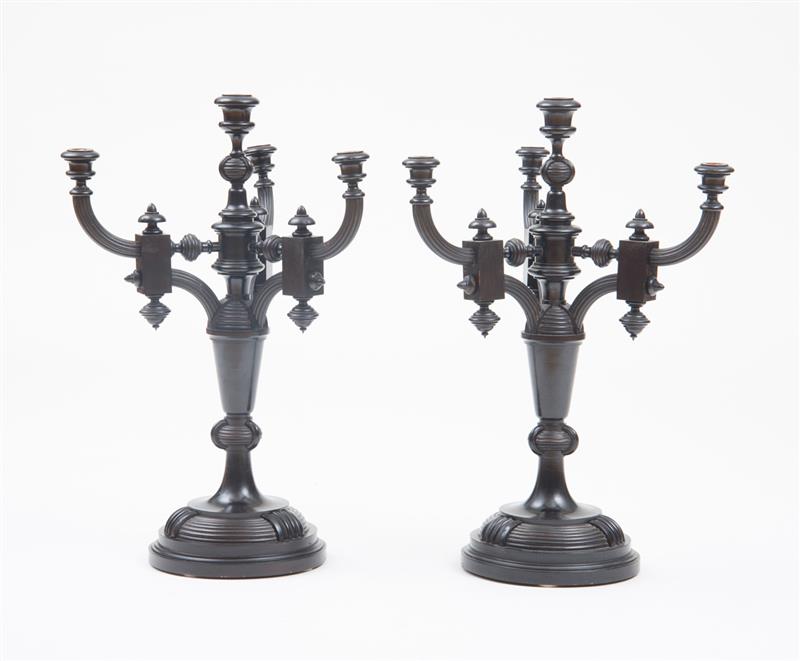 Appraisal: PAIR OF CANDELABRA AUG SVENSON Ebonized wood marked x in