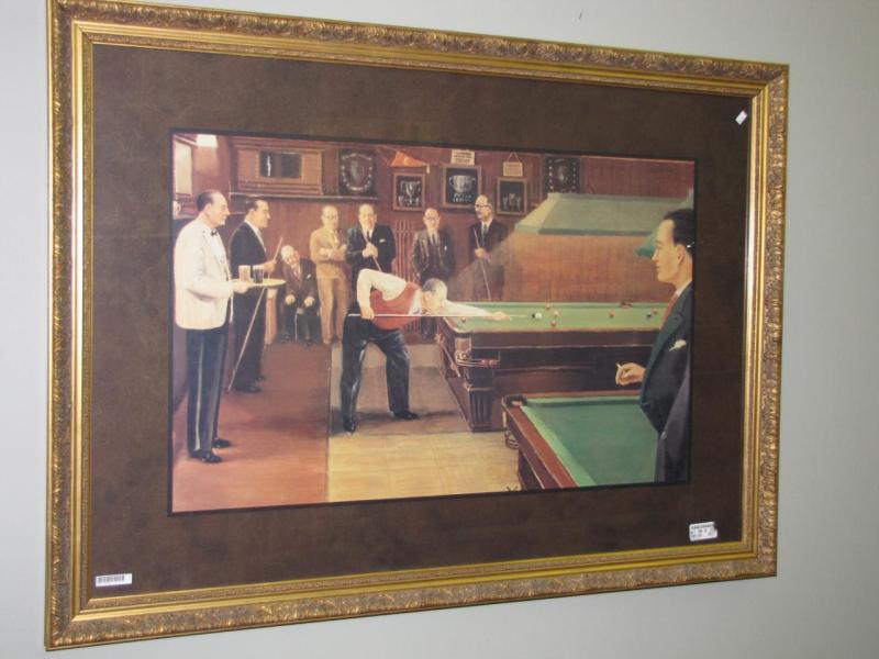 Appraisal: Framed Vintage Style Billiards Print