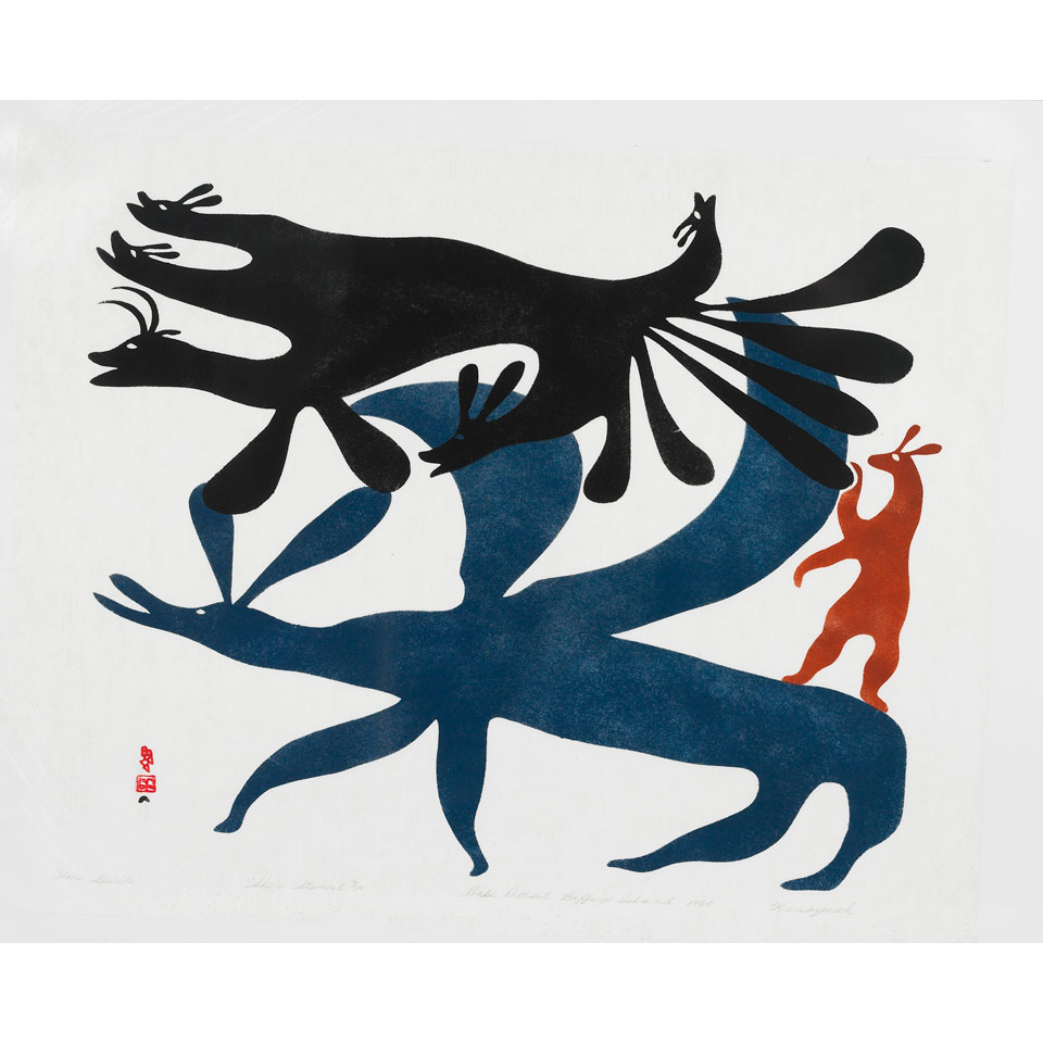 Appraisal: KENOJUAK ASHEVAK - E - Cape Dorset HARE SPIRITS skin