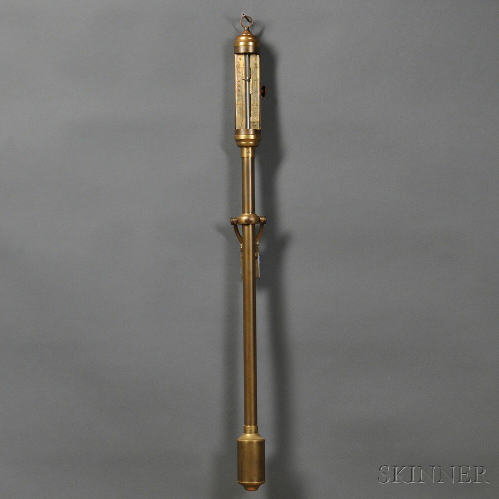 Appraisal: Gimbaled Brass Stick Barometer th century the beveled glass plate