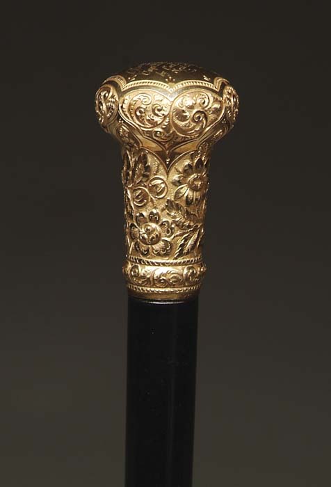 Appraisal: EXQUISITE CASED GENTLEMAN S GOLD-HEADED PRESENTATION WALKING STICK This lavish