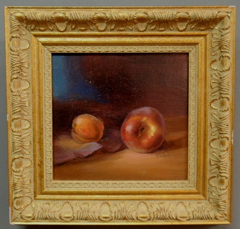 Appraisal: Oil on board still life of fruit signed Gimboli x