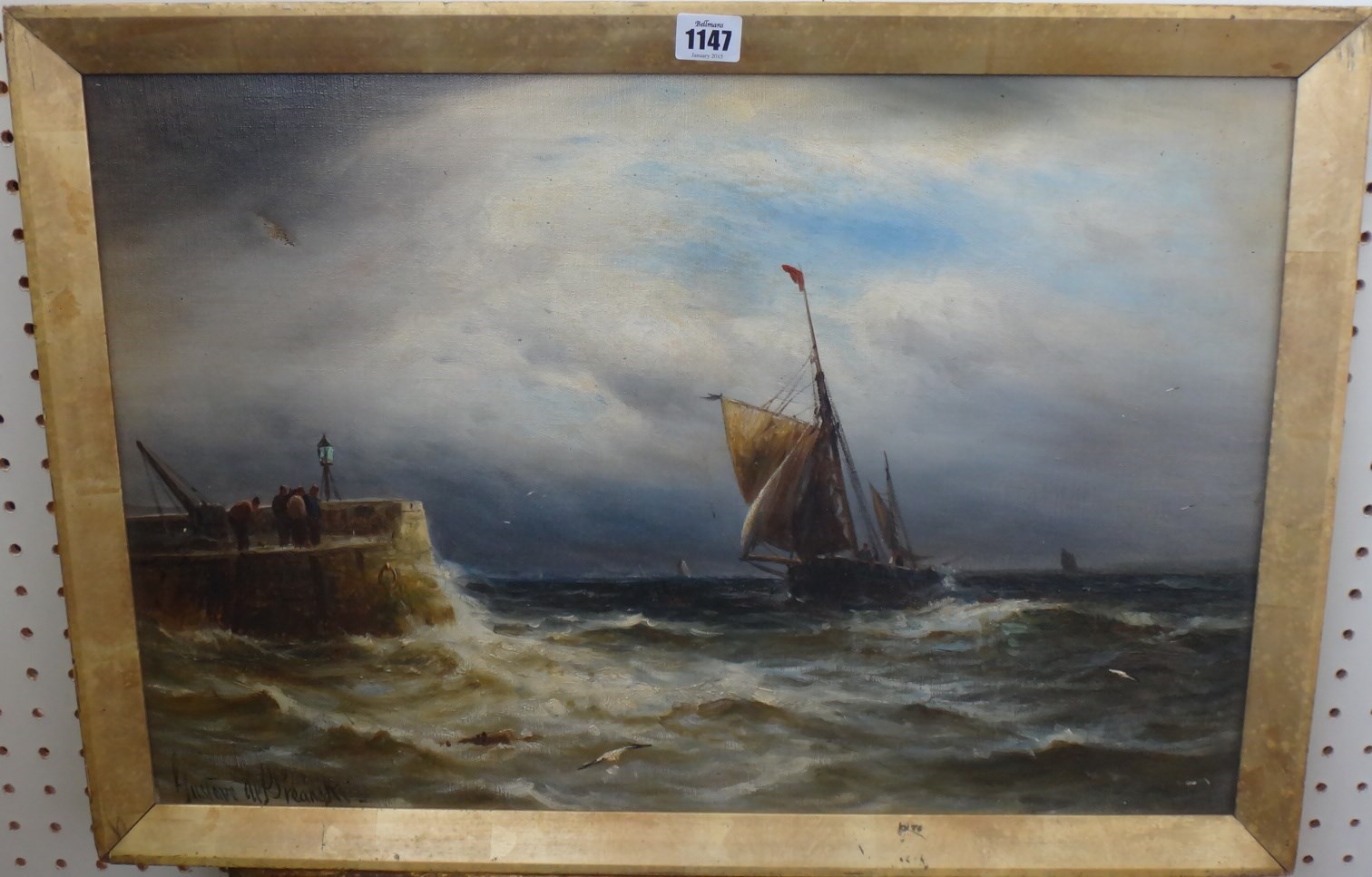 Appraisal: Gustave de Breanski - Entering harbour oil on canvas signed