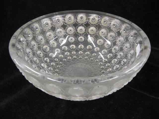 Appraisal: Lalique French Crystal ''Nemours'' Bowl intaglio enameled frosted floral signed