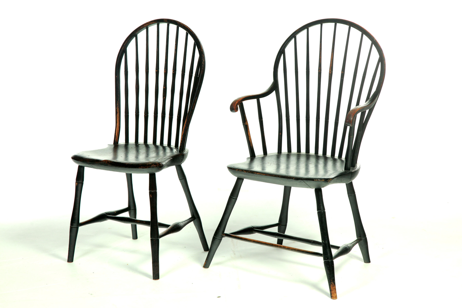 Appraisal: SIX AMERICAN BAMBOO WINDSOR CHAIRS Nineteenth century mixed woods Five