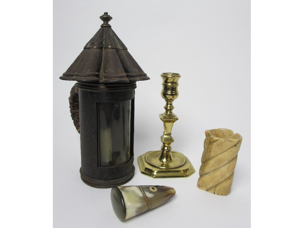 Appraisal: A late th early th century metal lantern with fluted