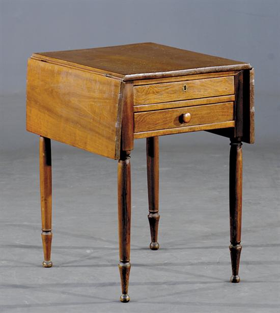 Appraisal: American walnut drop-leaf work table North Carolina th century rectangular