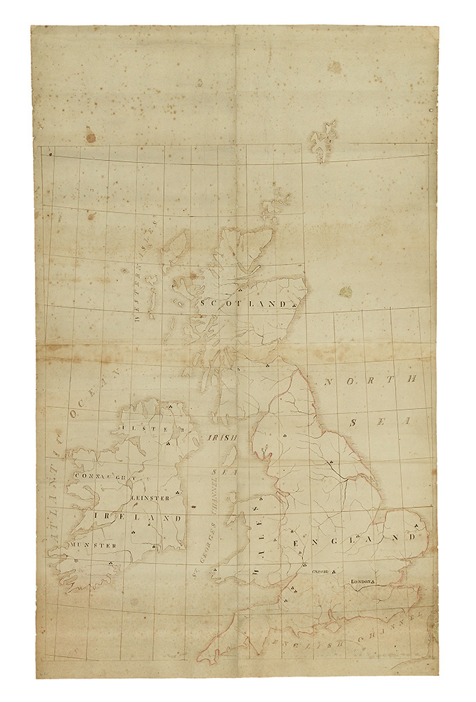 Appraisal: BRITISH ISLES An interesting pen and ink manuscript map of