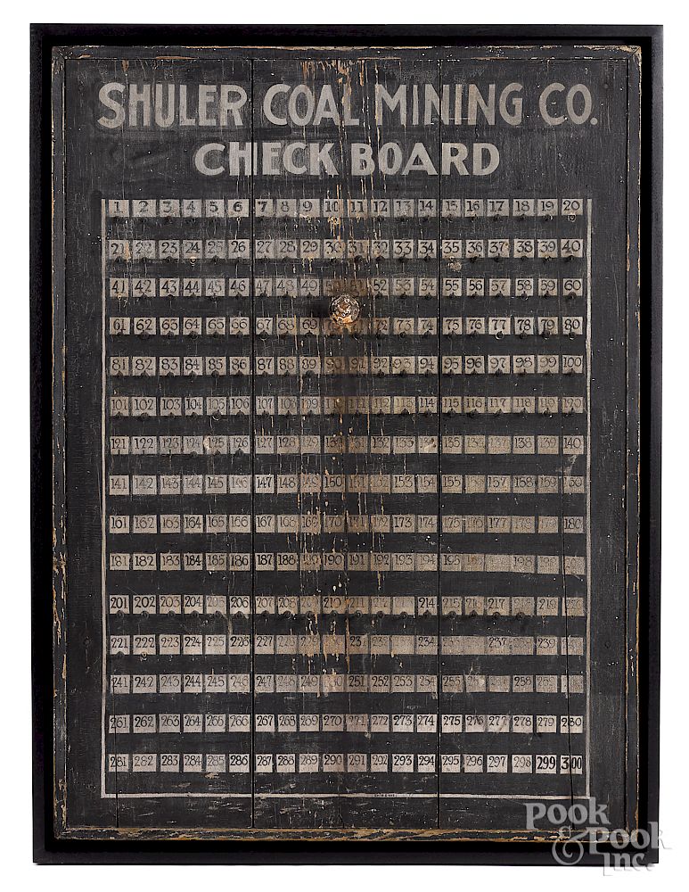 Appraisal: Painted pine Shuler Coal Mining Co Check Board Painted pine