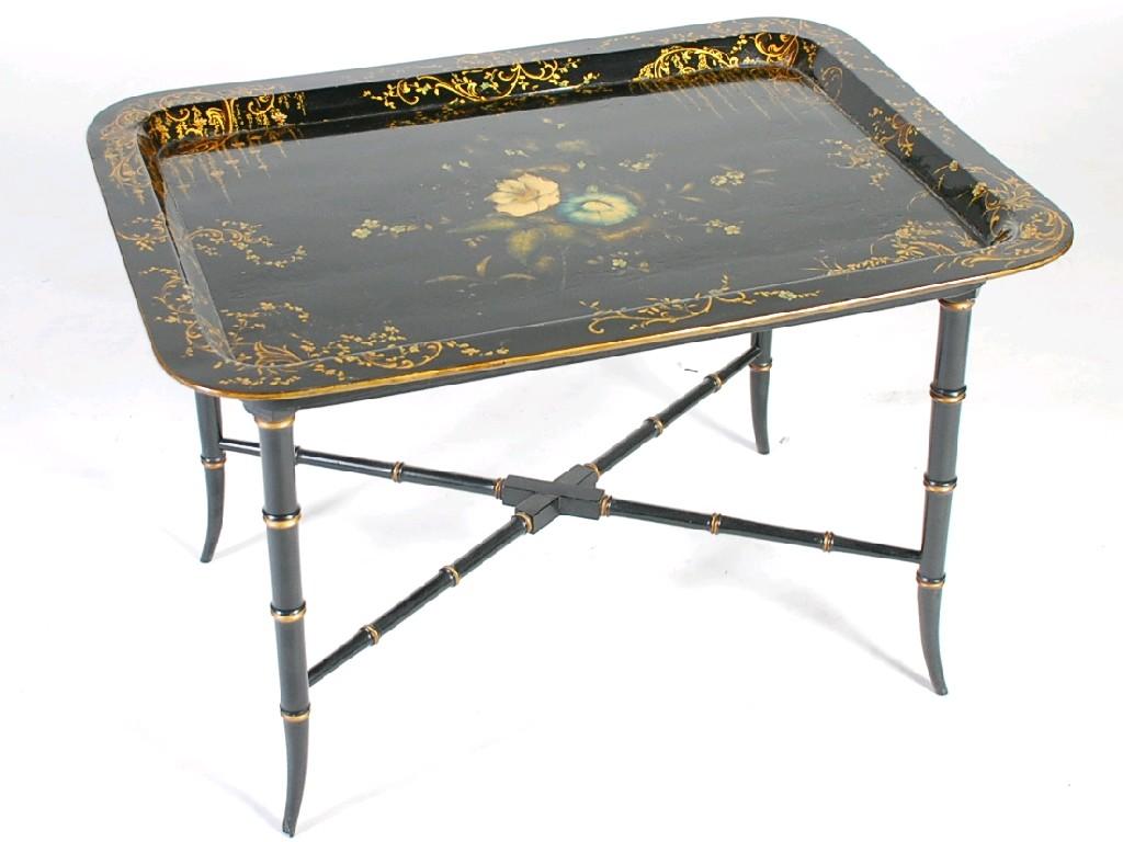 Appraisal: LATE REGENCY PAPIER MACHE TEA TRAY TABLE TOP rounded oblong