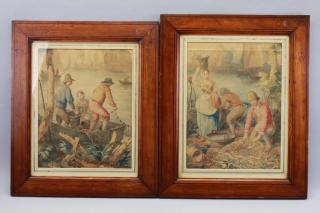 Appraisal: th C European Fishing Wharf Scenes Signed th C European