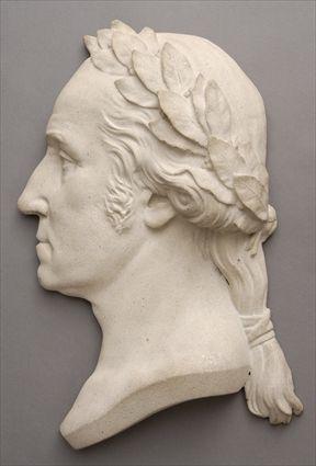 Appraisal: CAST STONE -ROUND PROFILE HEAD OF GEORGE WASHINGTON Modeled facing