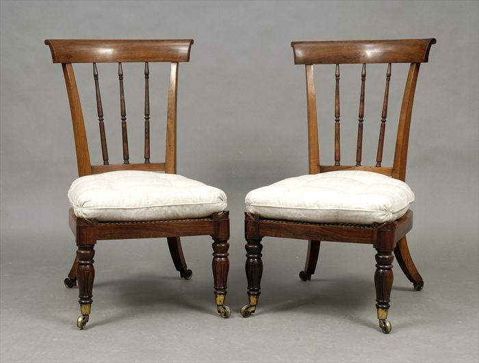 Appraisal: Pair of William IV Rosewood Cane-Seat Slipper Chairs x x