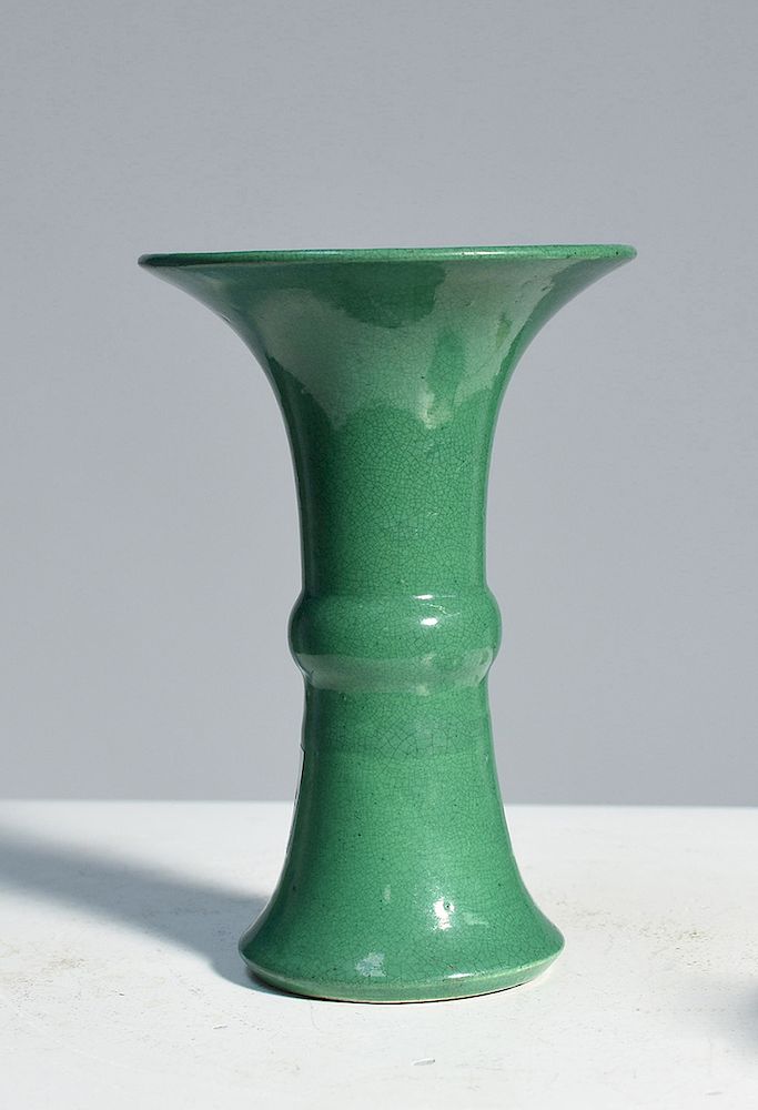 Appraisal: Chinese th C cucumber glaze vase Chinese th C cucumber