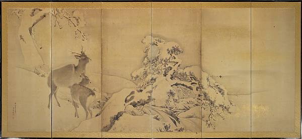 Appraisal: School of Mori Kansai - Deer in Snow Large six