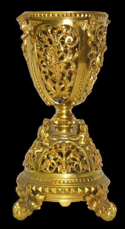 Appraisal: Gothic ormolu oil lamp base the ovoid top moulded and