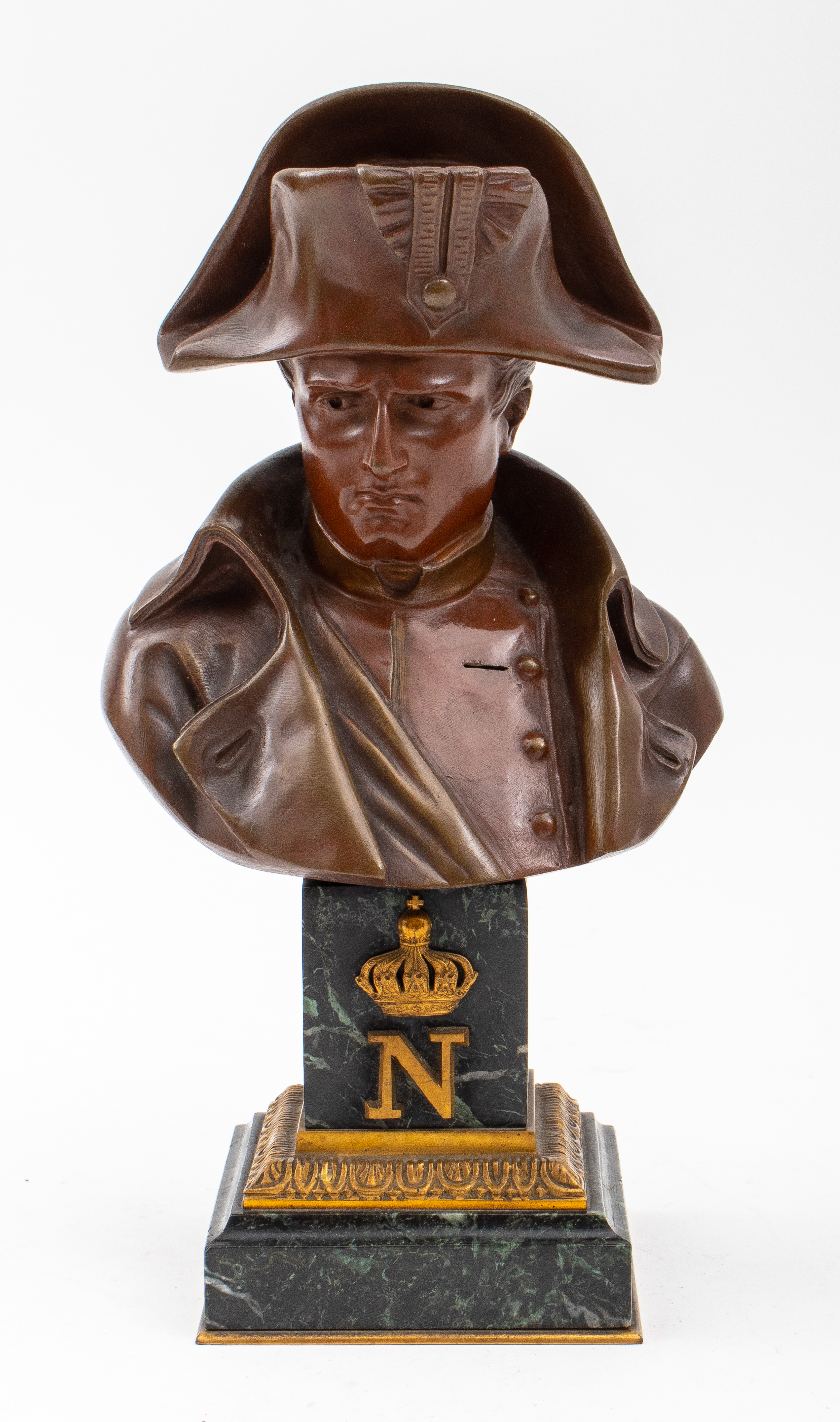 Appraisal: PINEDO FRENCH BRONZE BUST OF NAPOLEON French bronze bust depicting