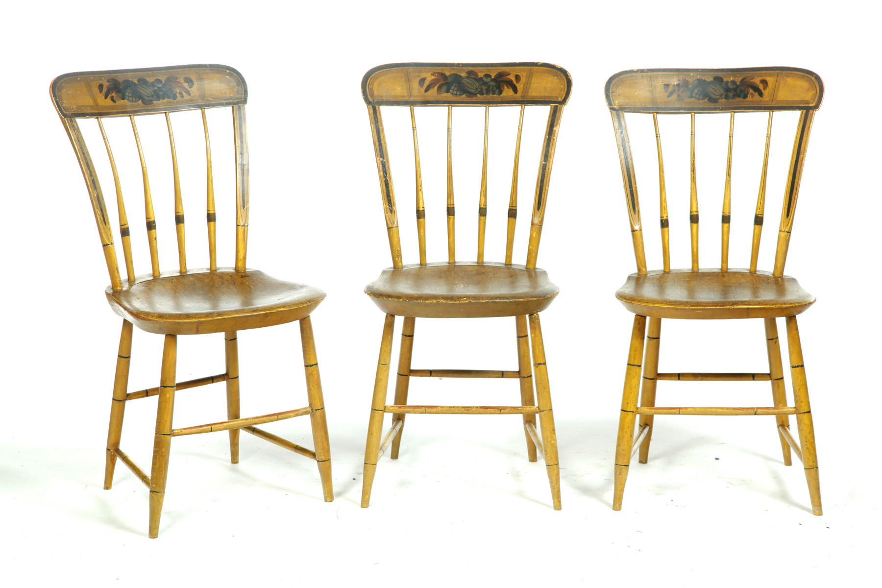 Appraisal: SET OF SIX AMERICAN DECORATED WINDSOR CHAIRS Ca - mixed