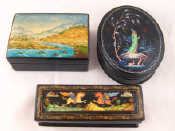 Appraisal: Russian lacquer An oval box the lid with legendary figure