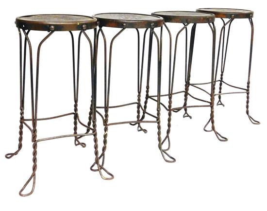 Appraisal: Four cafe style stands or stools each copper seat support