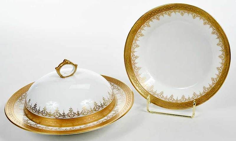 Appraisal: Gilt Chelsea Porcelain Covered Bowl and Bowl British th th