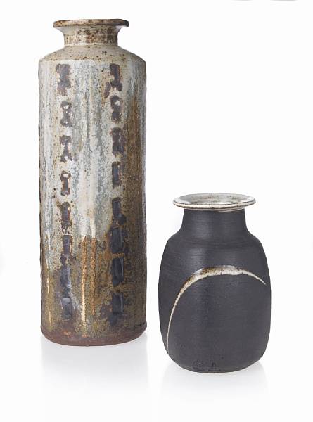 Appraisal: Janet Leach American - wk Britain from two cylindrical vases