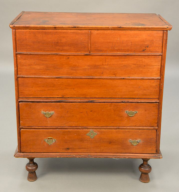 Appraisal: Queen Anne blanket chest having top over false drawers over