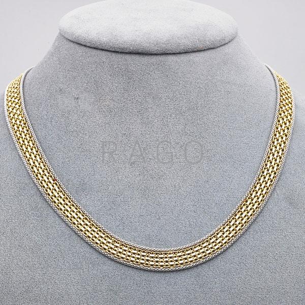 Appraisal: ITALIAN BICOLOR K GOLD WOVEN NECKLACE Condition Report