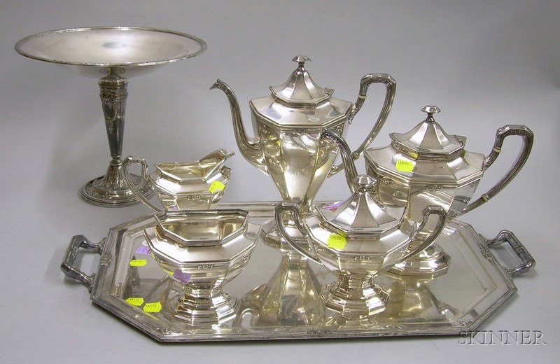 Appraisal: Reed Barton Five-piece Coffee Tea Set with Matching Handled Tray