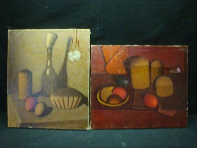 Appraisal: Russian Oil on Canvas Modernist Still Lifes Both as is