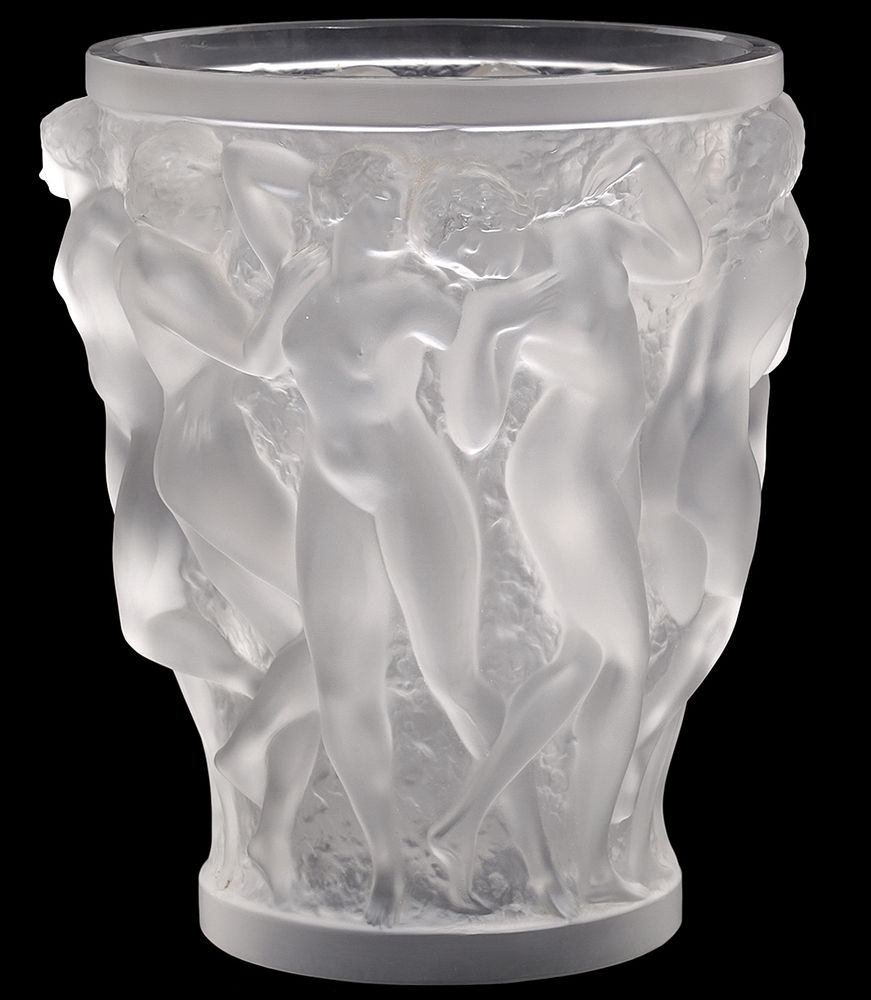 Appraisal: Lalique Bacchantes French Art Glass Vase Lalique French art glass