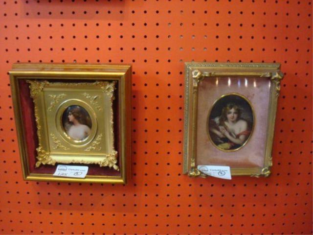 Appraisal: KPM Style Porcelain Plaques One of Auburn Haired Lady one